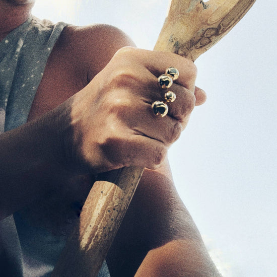 Bague en laiton double sphère de lune réglable: Grand