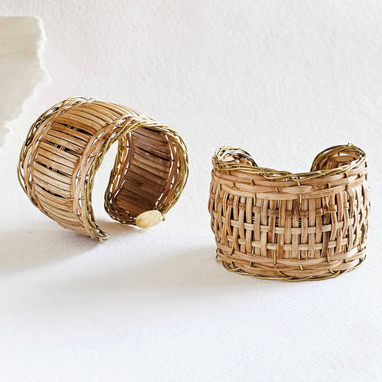 Bracelet jonc en rotin, paille et canne, fabriqué à la main et renouvelable: Roseau