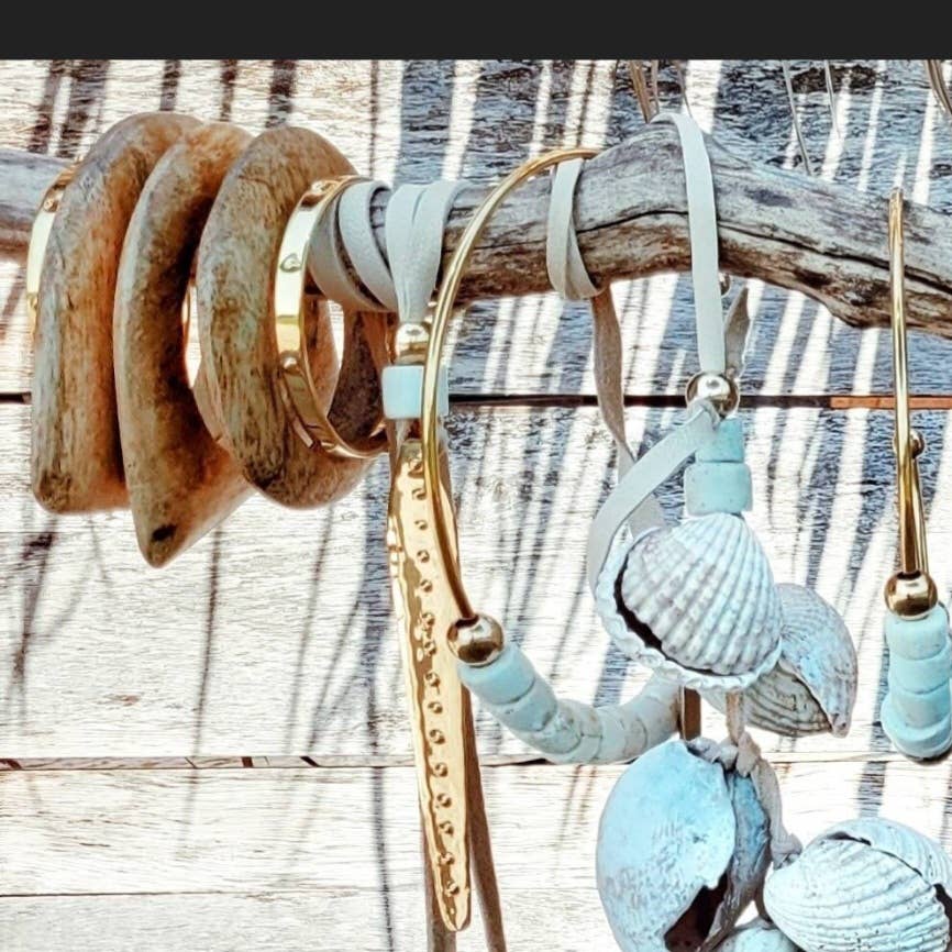 Ensemble de bracelets jonc design en bois de verger nu: Ensemble en bois et laiton