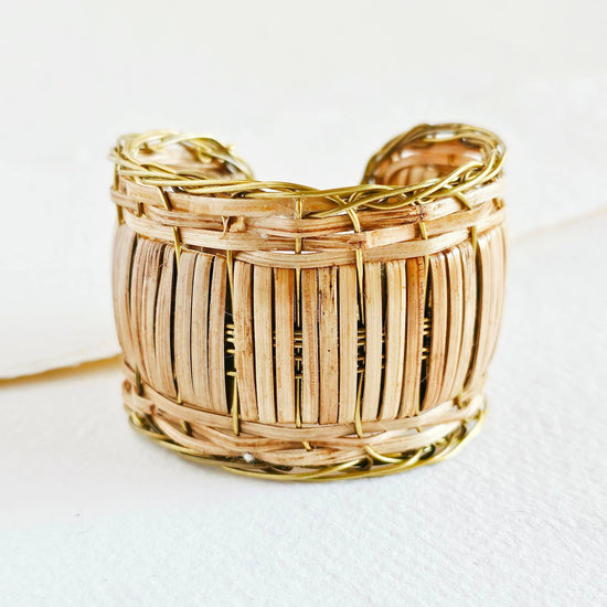 Bracelet jonc en rotin, paille et canne, fabriqué à la main et renouvelable: Roseau