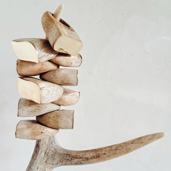 Anneau en bois en laiton gros anneaux en bois: Vague