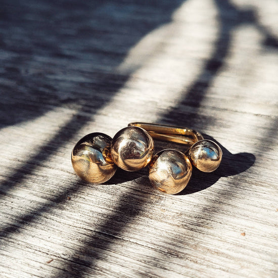 Bague en laiton double sphère de lune réglable: Petit