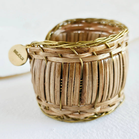 Bracelet jonc en rotin, paille et canne, fabriqué à la main et renouvelable: Roseau