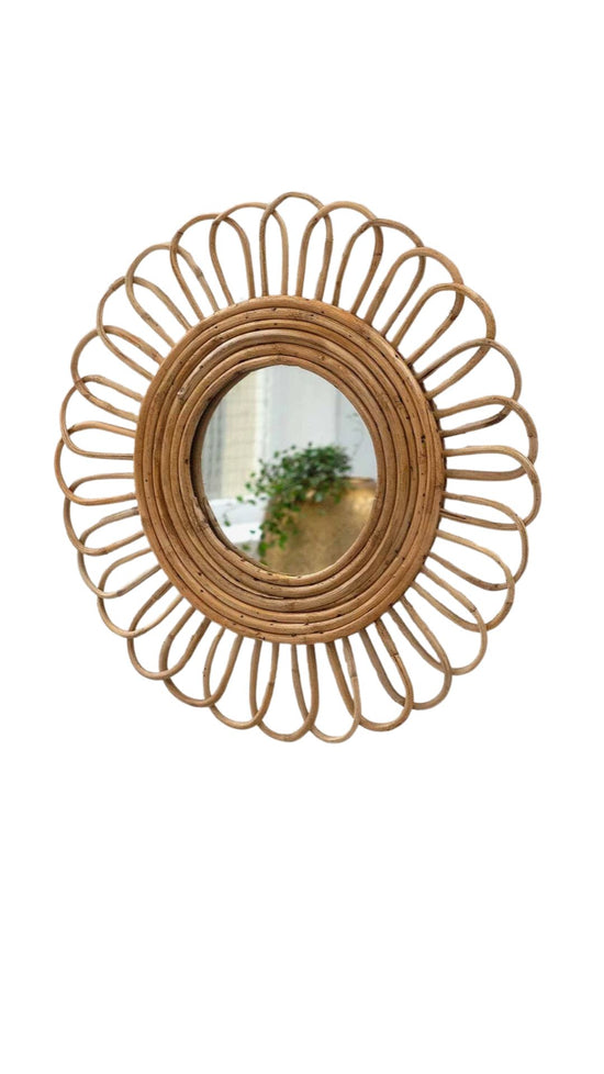 miroir rond fleur en rotin 48 cm malachie interieur